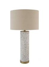  86248 - 1 Light Metal/Concrete Base Table Lamp in White Terrazo/Antique Brass