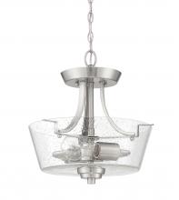  41952-BNK-CS - Grace 2 Light Convertible Semi Flush in Brushed Polished Nickel (Clear Seeded Glass)