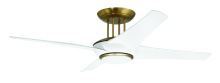 Craftmade CAM54WSB4 - Cam 54" 4-Blade Ceiling Fan in White/Satin Brass w/ White Blades; Light Kit Included (optional)