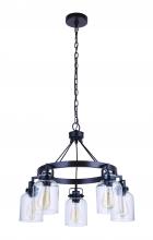  53625-FBDT - Foxwood 5 Light Chandelier in Flat Black/Dark Teak