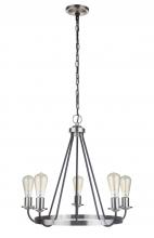  50325-FBBNK - Randolph 5 Light Chandelier in Flat Black/Brushed Polished Nickel