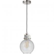  P830PLN1-C - State House 1 Light Clear Globe Mini Pendant in Polished Nickel