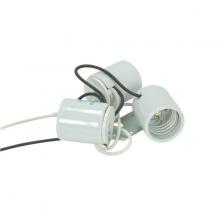  80/1082 - 3-Light Porcelain Socket With 1/8 IP Slip Hole With Metal Strap; 24 in. AWM 150C Leads; Aluminum