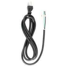  90/2208 - 6 Foot 18/3 SJT 105C Heavy Duty Cord Set; Black Finish; 100 Carton; 3 Prong Molded Plug; Stripped