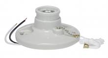  90/2639 - Glazed Porcelain On-Off Pull Chain Ceiling Receptacle; 7" AWM B/W Leads 105C; Screw Terminals;