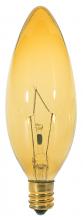  S3819 - 60 Watt BA9 1/2 Incandescent; Transparent Amber; 1500 Average rated hours; Candelabra base; 120 Volt