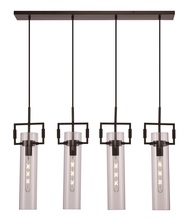 Trans Globe PND-2156 BK - Mie Collection 4-light, 4-shade, 36-inch, Glass Cylinder Linear Kitchen Island Pendant
