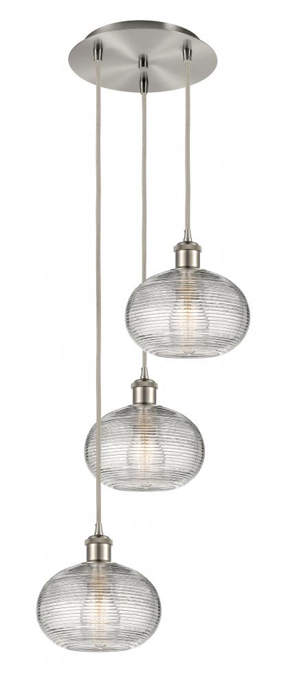 Ithaca - 3 Light - 15 inch - Brushed Satin Nickel - Cord hung - Multi Pendant