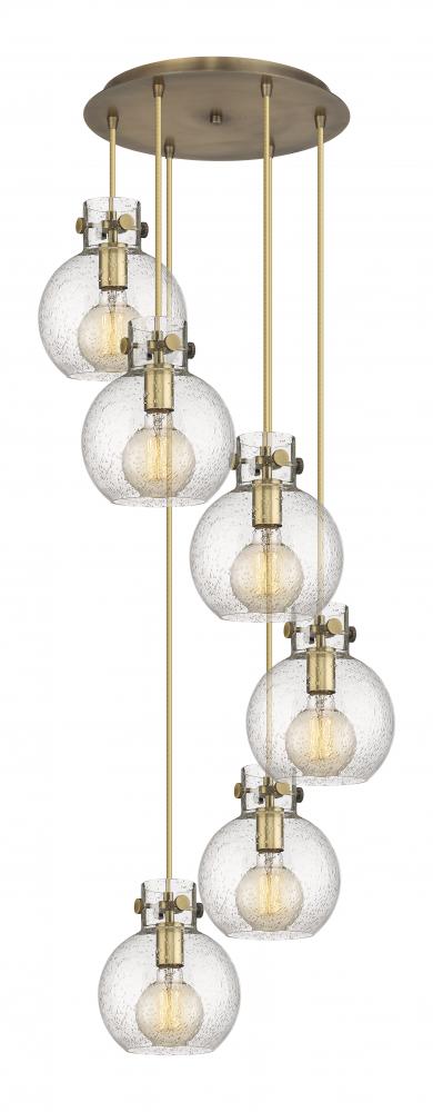 Newton Sphere - 6 Light - 19 inch - Brushed Brass - Cord hung - Multi Pendant
