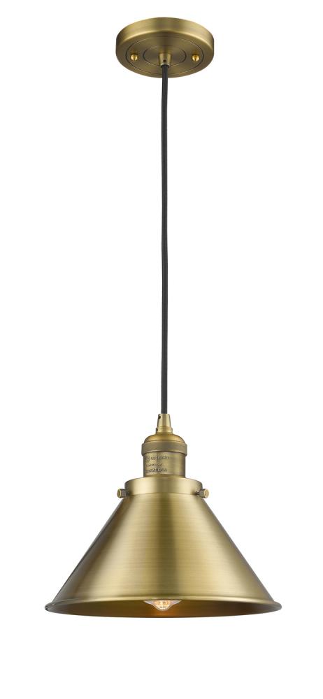 Briarcliff - 1 Light - 10 inch - Brushed Brass - Cord hung - Mini Pendant