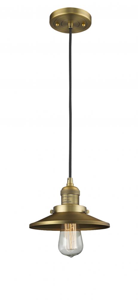Railroad - 1 Light - 8 inch - Brushed Brass - Cord hung - Mini Pendant