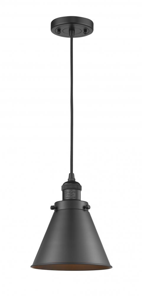 Appalachian - 1 Light - 8 inch - Matte Black - Cord hung - Mini Pendant