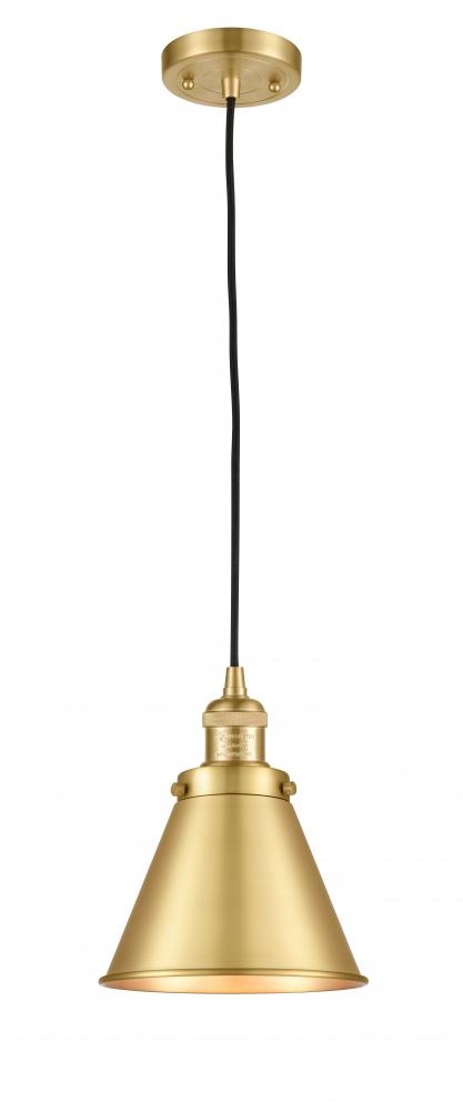 Appalachian - 1 Light - 8 inch - Satin Gold - Cord hung - Mini Pendant