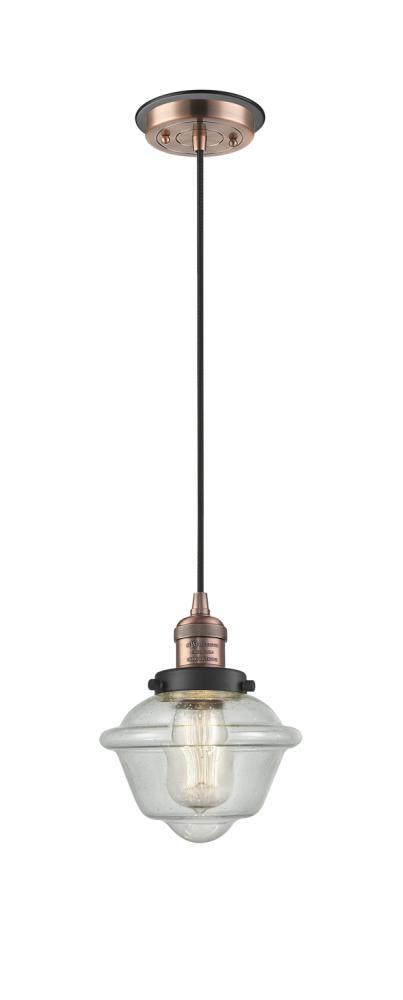 Oxford - 1 Light - 7 inch - Antique Copper - Cord hung - Mini Pendant