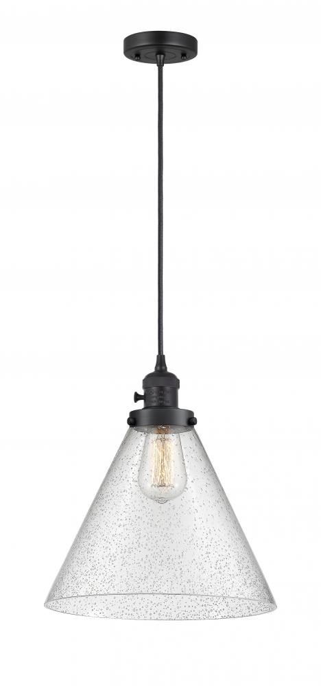 Cone - 1 Light - 12 inch - Matte Black - Cord hung - Mini Pendant