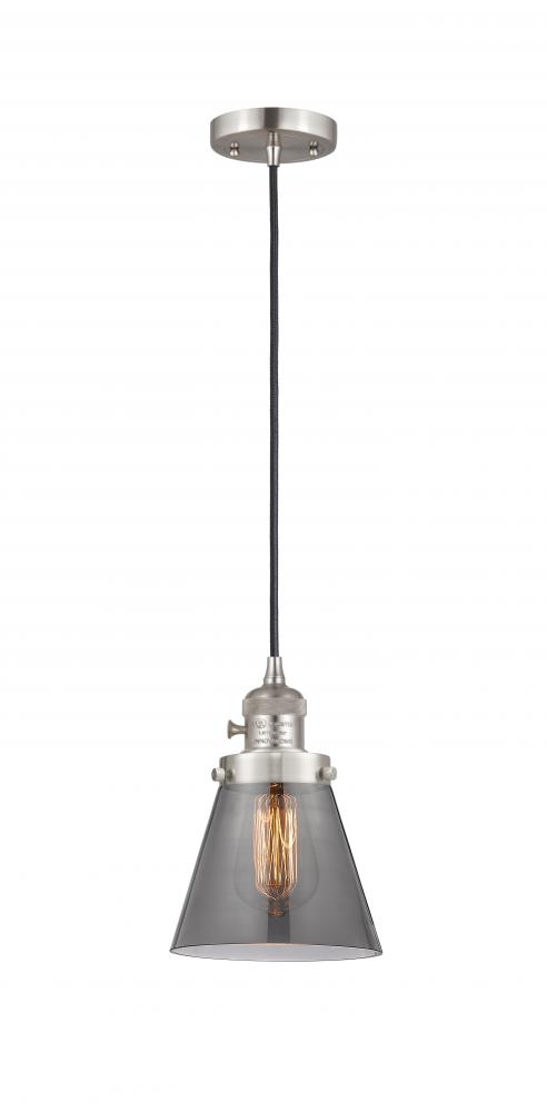 Cone - 1 Light - 6 inch - Brushed Satin Nickel - Cord hung - Mini Pendant
