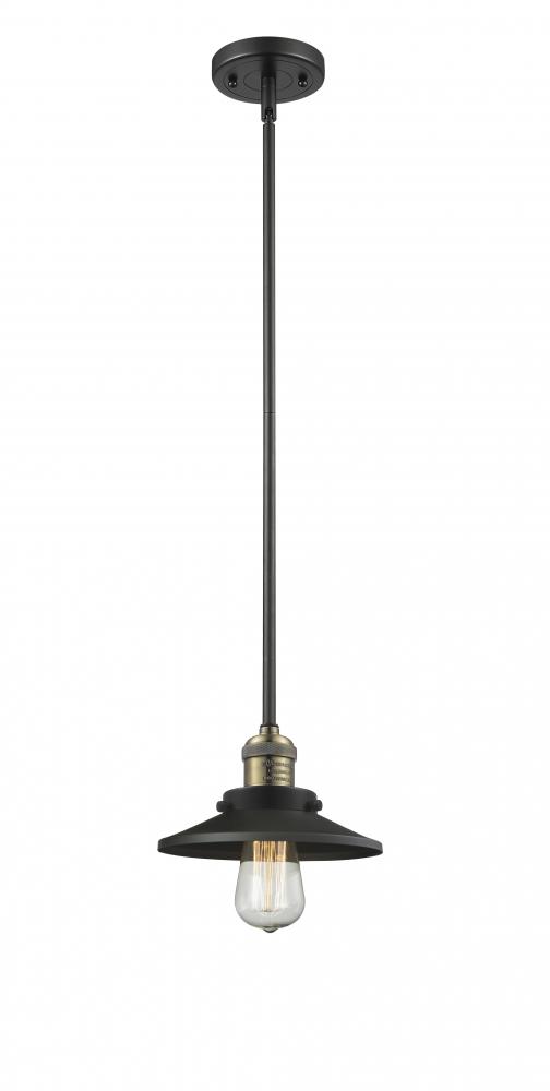 Railroad - 1 Light - 8 inch - Black Antique Brass - Stem Hung - Mini Pendant