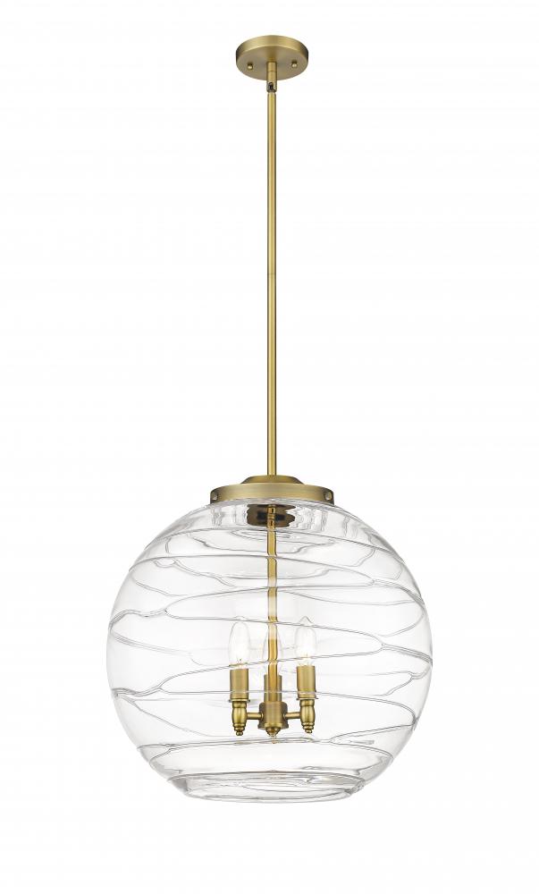 Athens Deco Swirl - 3 Light - 18 inch - Brushed Brass - Cord hung - Pendant