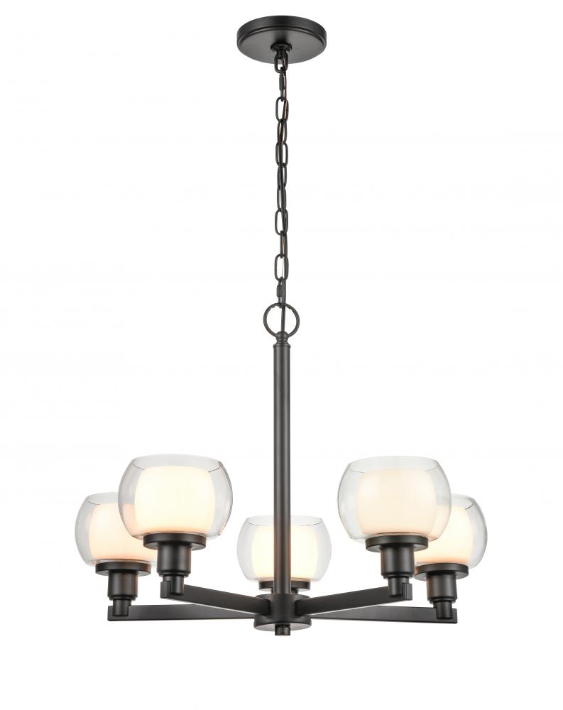 Cairo - 5 Light - 20 inch - Black - Chain Hung - Chandelier