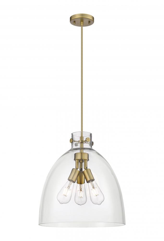 Newton Bell - 3 Light - 16 inch - Brushed Brass - Cord hung - Pendant