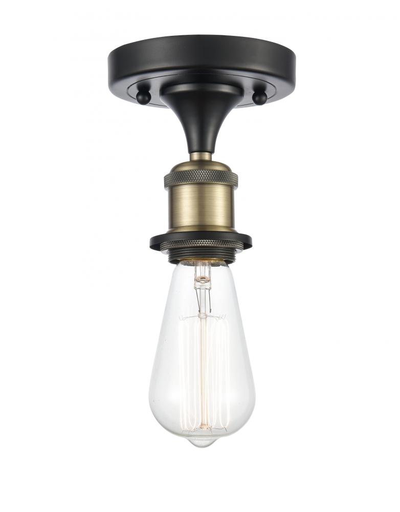 Bare Bulb - 1 Light - 5 inch - Black Antique Brass - Semi-Flush Mount