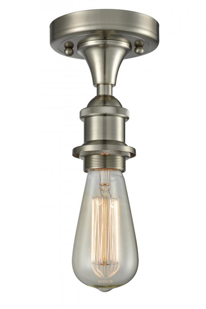 Bare Bulb - 1 Light - 5 inch - Brushed Satin Nickel - Semi-Flush Mount