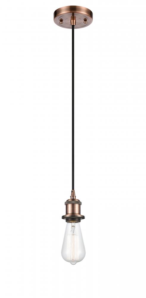 Bare Bulb - 1 Light - 5 inch - Antique Copper - Cord hung - Mini Pendant