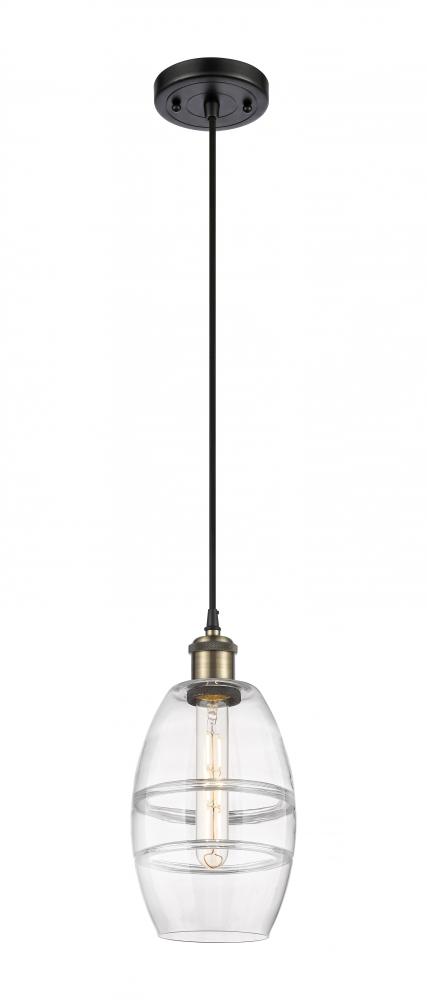 Vaz - 1 Light - 6 inch - Black Antique Brass - Cord hung - Mini Pendant