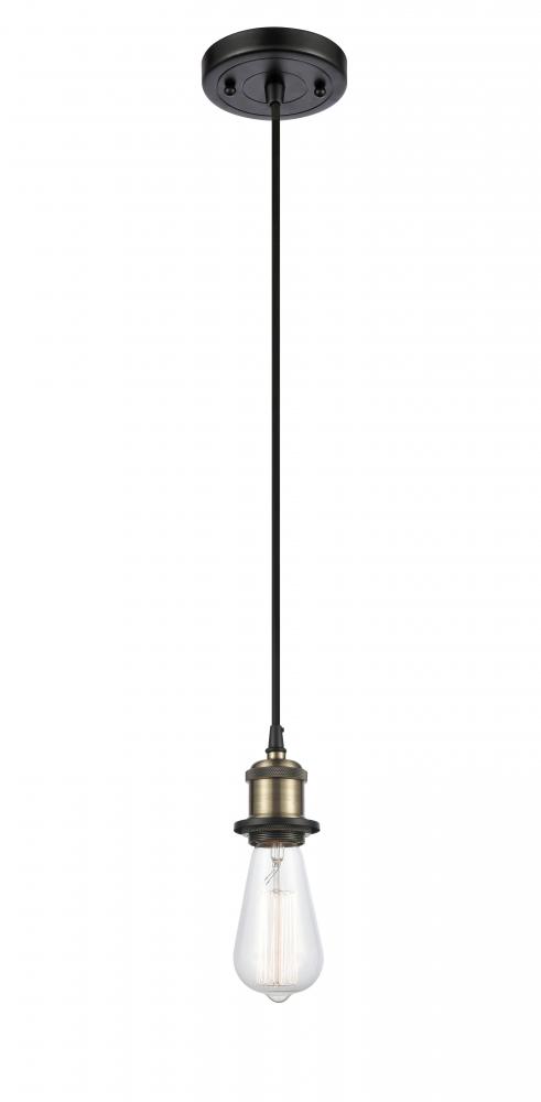 Bare Bulb - 1 Light - 5 inch - Black Antique Brass - Cord hung - Mini Pendant