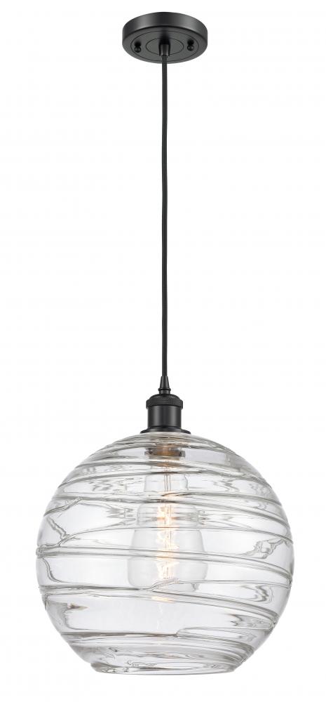 Athens Deco Swirl - 1 Light - 12 inch - Matte Black - Cord hung - Mini Pendant