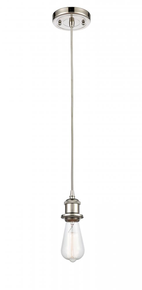 Bare Bulb - 1 Light - 5 inch - Polished Nickel - Cord hung - Mini Pendant