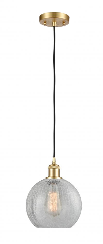Athens - 1 Light - 8 inch - Satin Gold - Cord hung - Mini Pendant