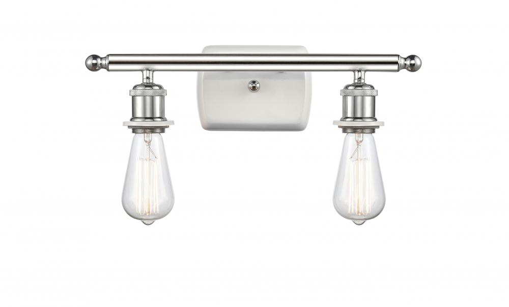 Bare Bulb - 2 Light - 16 inch - White Polished Chrome - Bath Vanity Light