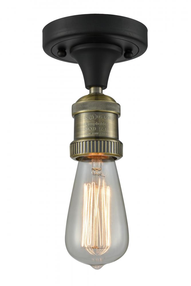 Bare Bulb - 1 Light - 5 inch - Black Antique Brass - Semi-Flush Mount