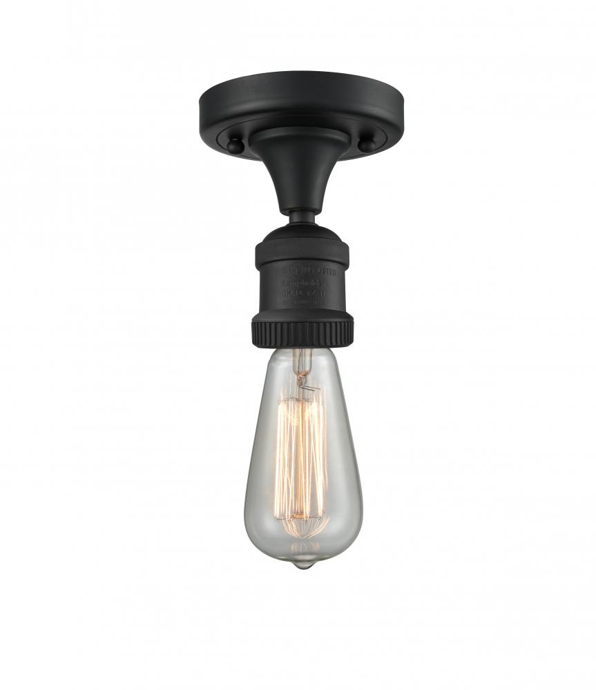 Bare Bulb - 1 Light - 5 inch - Matte Black - Semi-Flush Mount