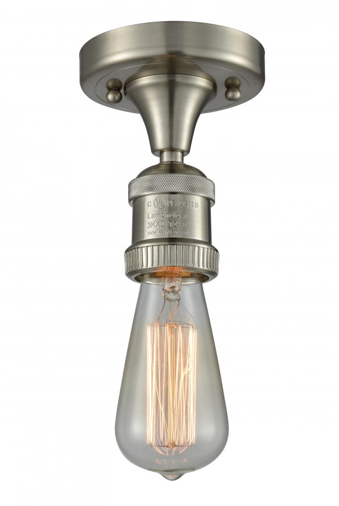 Bare Bulb - 1 Light - 5 inch - Brushed Satin Nickel - Semi-Flush Mount