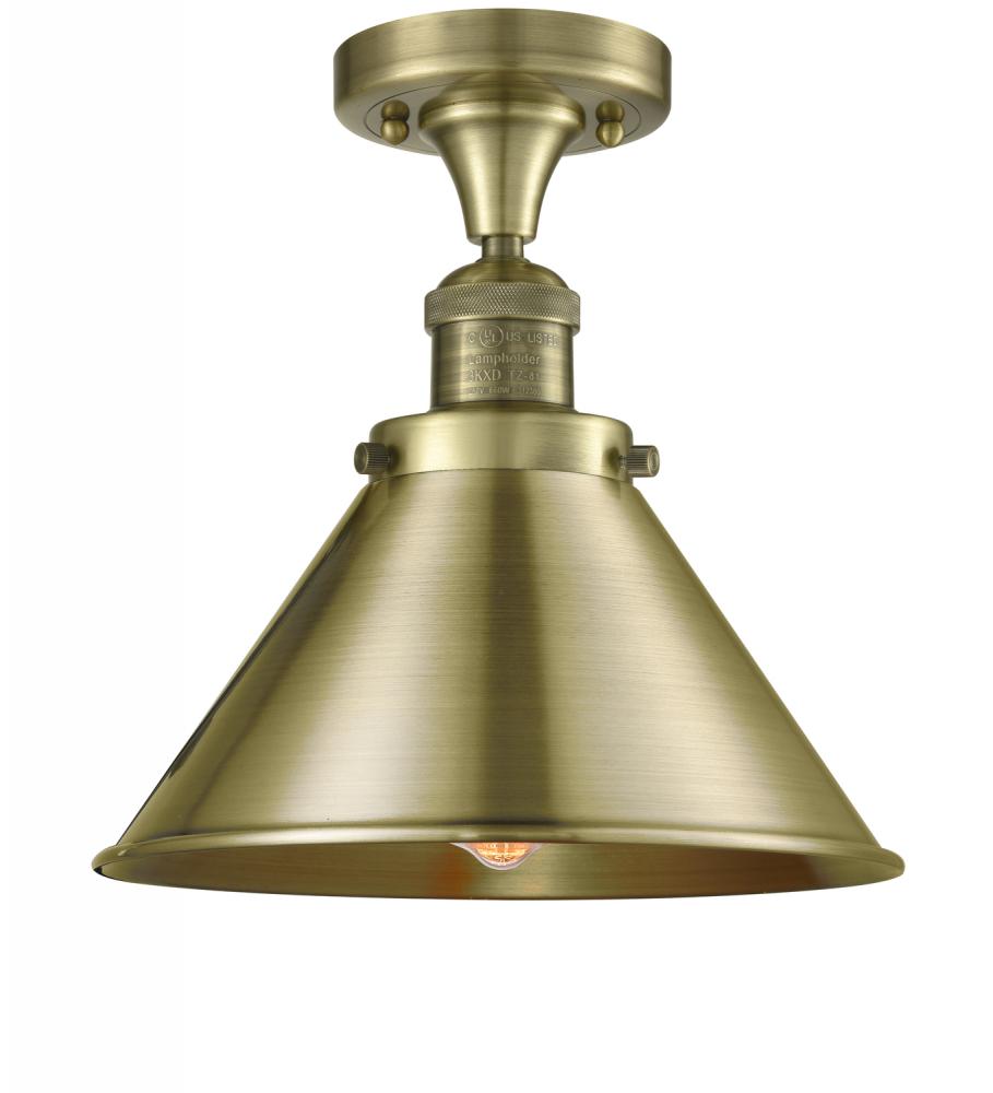 Briarcliff - 1 Light - 10 inch - Antique Brass - Semi-Flush Mount