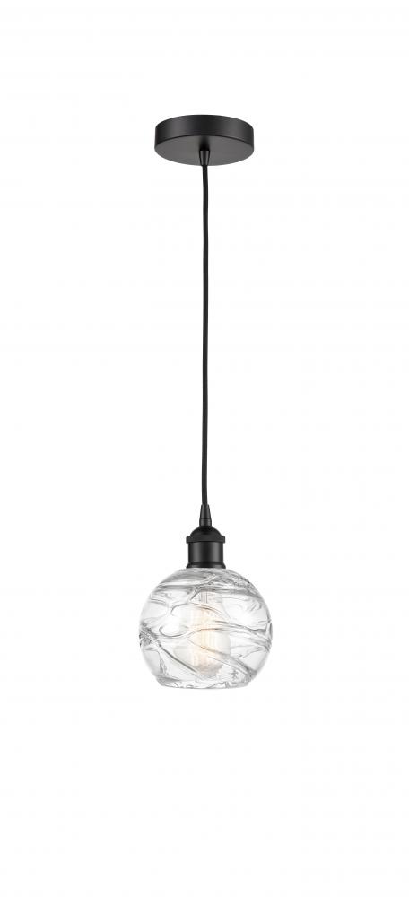 Athens Deco Swirl - 1 Light - 6 inch - Matte Black - Cord hung - Mini Pendant