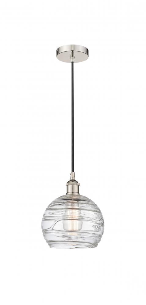 Athens Deco Swirl - 1 Light - 8 inch - Polished Nickel - Cord hung - Mini Pendant