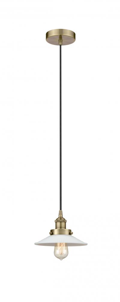Halophane - 1 Light - 9 inch - Antique Brass - Cord hung - Mini Pendant