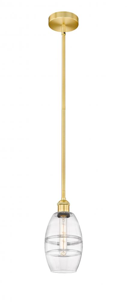 Vaz - 1 Light - 6 inch - Satin Gold - Cord hung - Mini Pendant