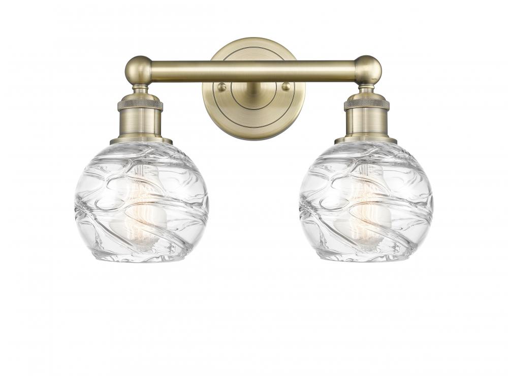 Athens Deco Swirl - 2 Light - 15 inch - Antique Brass - Bath Vanity Light