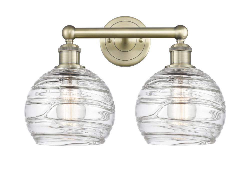 Athens Deco Swirl - 2 Light - 17 inch - Antique Brass - Bath Vanity Light