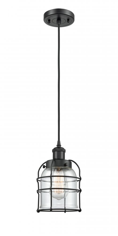 Bell Cage - 1 Light - 5 inch - Matte Black - Cord hung - Mini Pendant
