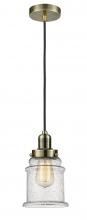  100AB-10BK-0H-AB-G184 - Whitney - 1 Light - 8 inch - Antique Brass - Cord hung - Mini Pendant