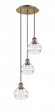  113B-3P-AB-G556-6CL - Rochester - 3 Light - 12 inch - Antique Brass - Cord hung - Multi Pendant