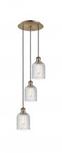  113B-3P-AB-G559-5CL - Bridal Veil - 3 Light - 12 inch - Antique Brass - Cord Hung - Multi Pendant