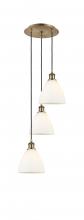  113B-3P-AB-GBD-751 - Bristol - 3 Light - 14 inch - Antique Brass - Cord Hung - Multi Pendant