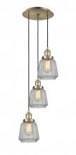  113F-3P-AB-G142 - Chatham - 3 Light - 14 inch - Antique Brass - Cord hung - Multi Pendant