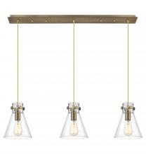 123-410-1PS-BB-G411-8SDY - Newton Cone - 3 Light - 40 inch - Brushed Brass - Linear Pendant
